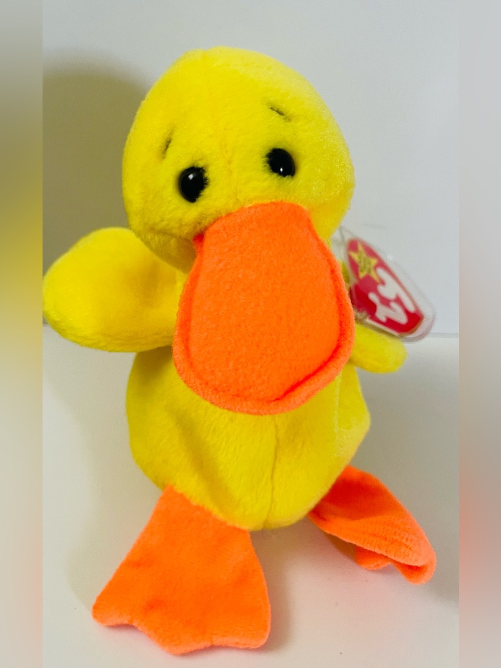 Quaker TY Beanie Baby Yellow Duck Plush - Soft Yellow and Orange